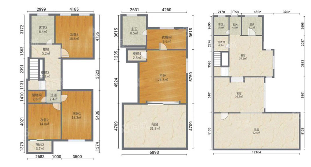 嶺海迪亞灣210平聯(lián)排別墅三層戶(hù)型圖